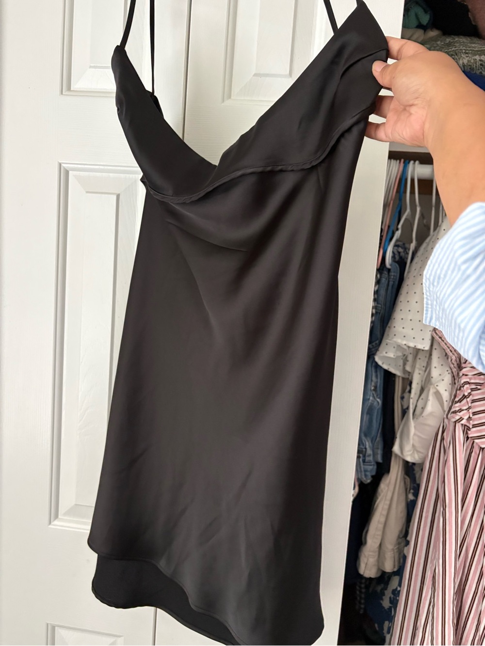 Zara Black Satin Mini Slip Dress